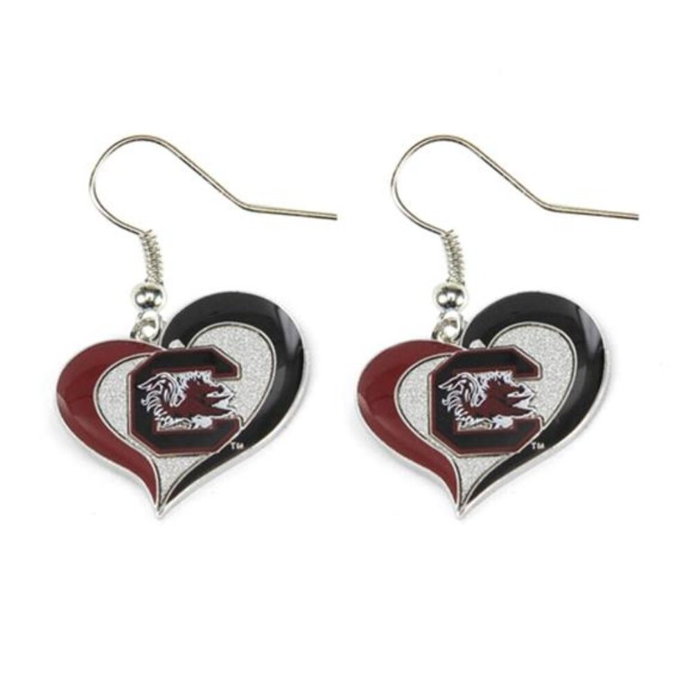 New Aminco NCAA South Carolina Fighting Gamecocks Swirl Heart Earrings